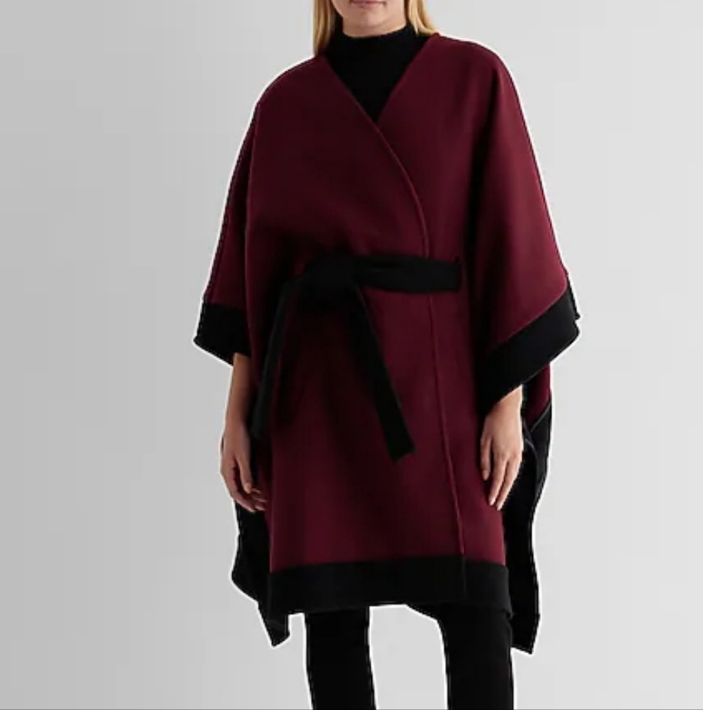 NWT Elegant Burgundy and Black Women's Cape EXPRESS